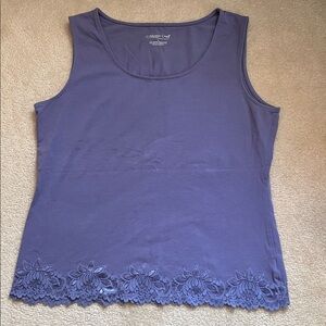 Coldwater Creek Lavender Lace Hem Tank Top sz L
